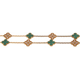 Van Cleef Arpels Vintage Alhambra Malachite Diamond Long Necklace 20 Motifs 0004021