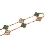 Van Cleef Arpels Vintage Alhambra Malachite Diamond Long Necklace 20 Motifs 0004021