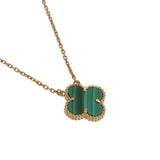 Van Cleef & Arpels Vintage Alhambra Malachite Yellow Gold Necklace 0004139