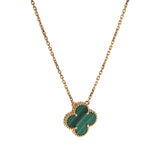 Van Cleef & Arpels Vintage Alhambra Malachite Yellow Gold Necklace 0004139