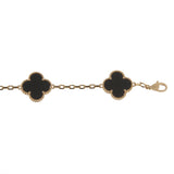 Van Cleef & Arpels Vintage Alhambra Onyx 5 Motif Bracelet 18K Yellow Gold 0004151