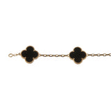 Van Cleef & Arpels Vintage Alhambra Onyx 5 Motif Bracelet 18K Yellow Gold 0004151