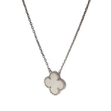 Van Cleef & Arpels Vintage Alhambra Pendant Necklace 18K White Gold Mother-of-Pearl 0004092