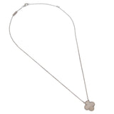 Van Cleef & Arpels Vintage Alhambra Pendant Necklace 18K White Gold Mother-of-Pearl 0004092