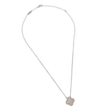 Van Cleef & Arpels Vintage Alhambra Pendant Necklace 18K White Gold Mother-of-Pearl 0004092