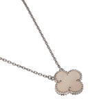 Van Cleef & Arpels Vintage Alhambra Pendant Necklace 18K White Gold Mother-of-Pearl 0004092