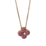 Van Cleef & Arpels Vintage Alhambra Rhodonite Diamond Pendant in 18k Rose Gold, 2021 Holiday Edition 0004063