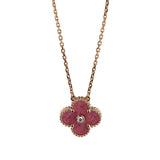 Van Cleef & Arpels Vintage Alhambra Rhodonite Diamond Pendant in 18k Rose Gold, 2021 Holiday Edition 0004063