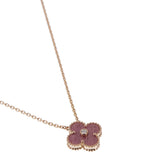 Van Cleef & Arpels Vintage Alhambra Rhodonite Diamond Pendant in 18k Rose Gold, 2021 Holiday Edition 0004063