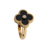 Van Cleef & Arpels Vintage Alhambra Ring 18K Yellow Gold Onyx Diamond 0004090