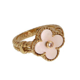 Van Cleef & Arpels Vintage Alhambra Ring 18K Yellow Gold White Mother-of-Pearl Diamond 0004041