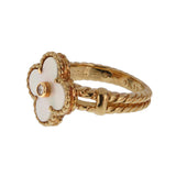 Van Cleef & Arpels Vintage Alhambra Ring 18K Yellow Gold White Mother-of-Pearl Diamond 0004041