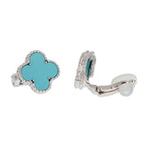 Van Cleef & Arpels Vintage Alhambra Turquoise Earrings 18k White Gold 0004053