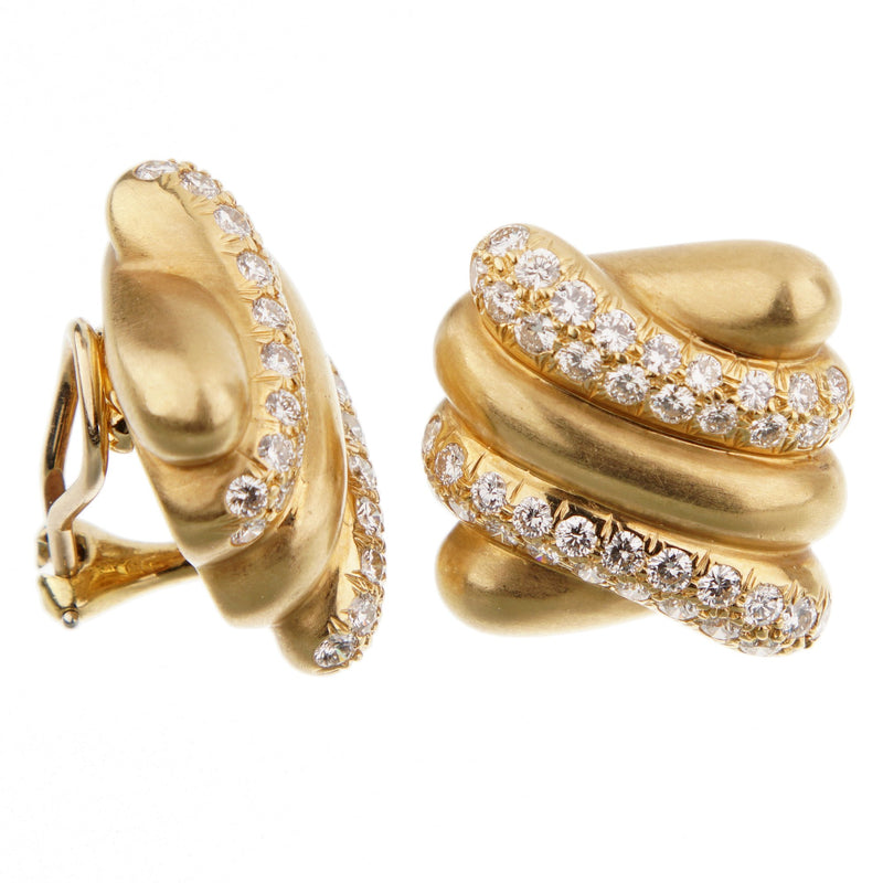 Angela Cummings Yellow Gold Diamond Vintage Earrings 0002791