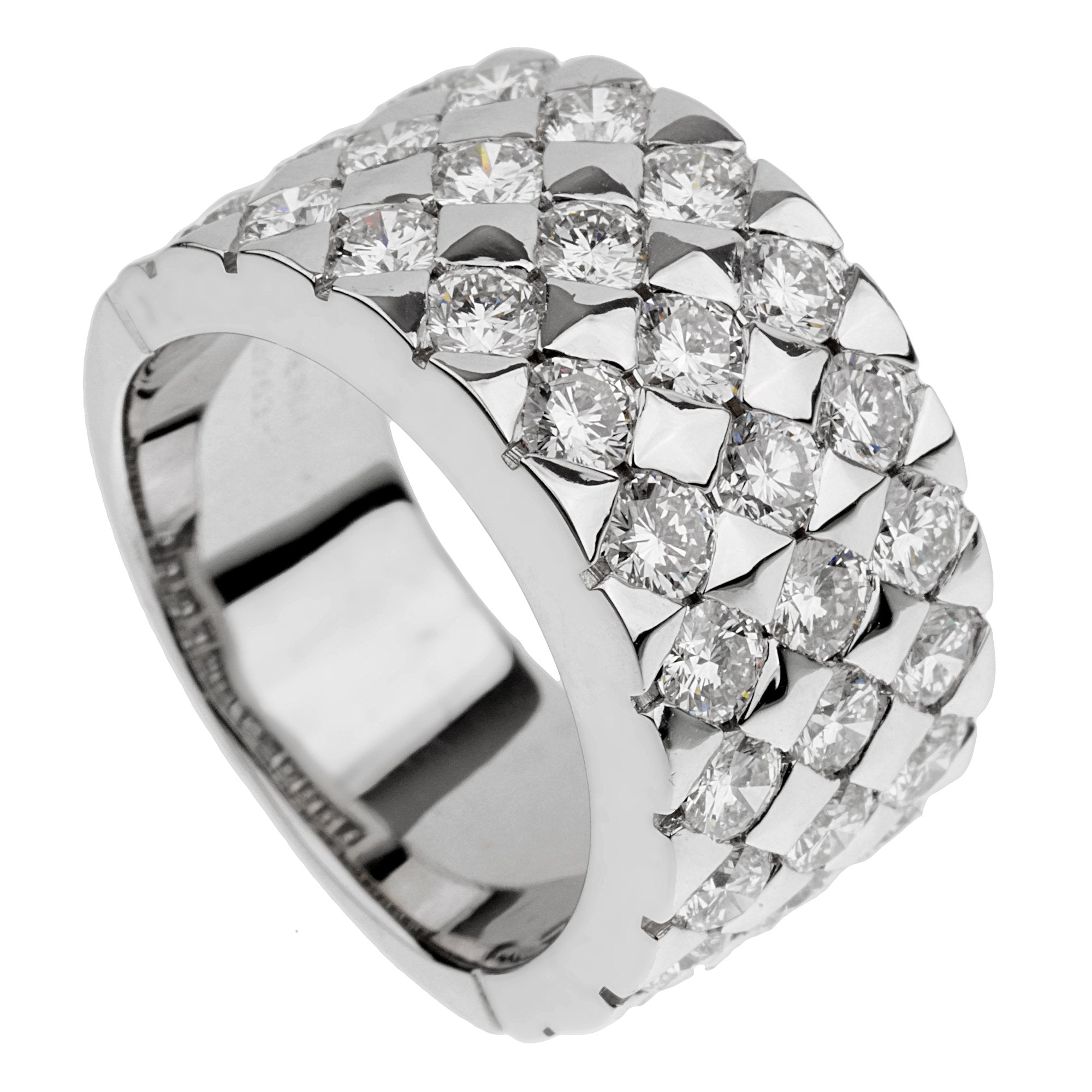 Boucheron Diamond 18k White Gold Cocktail Band Ring Sz 6 3/4 Boucheron Diamond 18k White Gold Cocktail Band Ring Sz 6 3/4