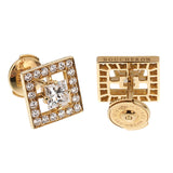 Boucheron Princess Cut Diamond Stud Yellow Gold Earrings 0003269