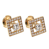 Boucheron Princess Cut Diamond Stud Yellow Gold Earrings 0003269
