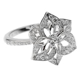Boucheron Small Flower Diamond White Gold Cocktail Ring Sz 5 3/4 0003090