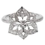 Boucheron Small Flower Diamond White Gold Cocktail Ring Sz 5 3/4 0003090