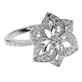 Boucheron Small Flower Diamond White Gold Cocktail Ring Sz 6 1/4 0003091