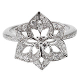 Boucheron Small Flower Diamond White Gold Cocktail Ring Sz 6 1/4 0003091