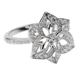 Boucheron Small Flower Diamond White Gold Cocktail Ring Sz 6 3/4 0003089