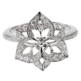 Boucheron Small Flower Diamond White Gold Cocktail Ring Sz 6 3/4 0003089