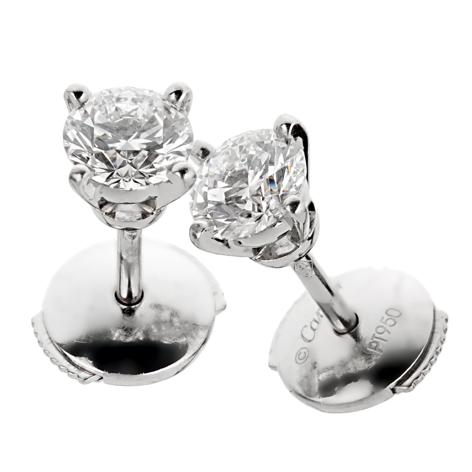 Cartier 1895 Round Brilliant Cut Diamond Stud Earrings