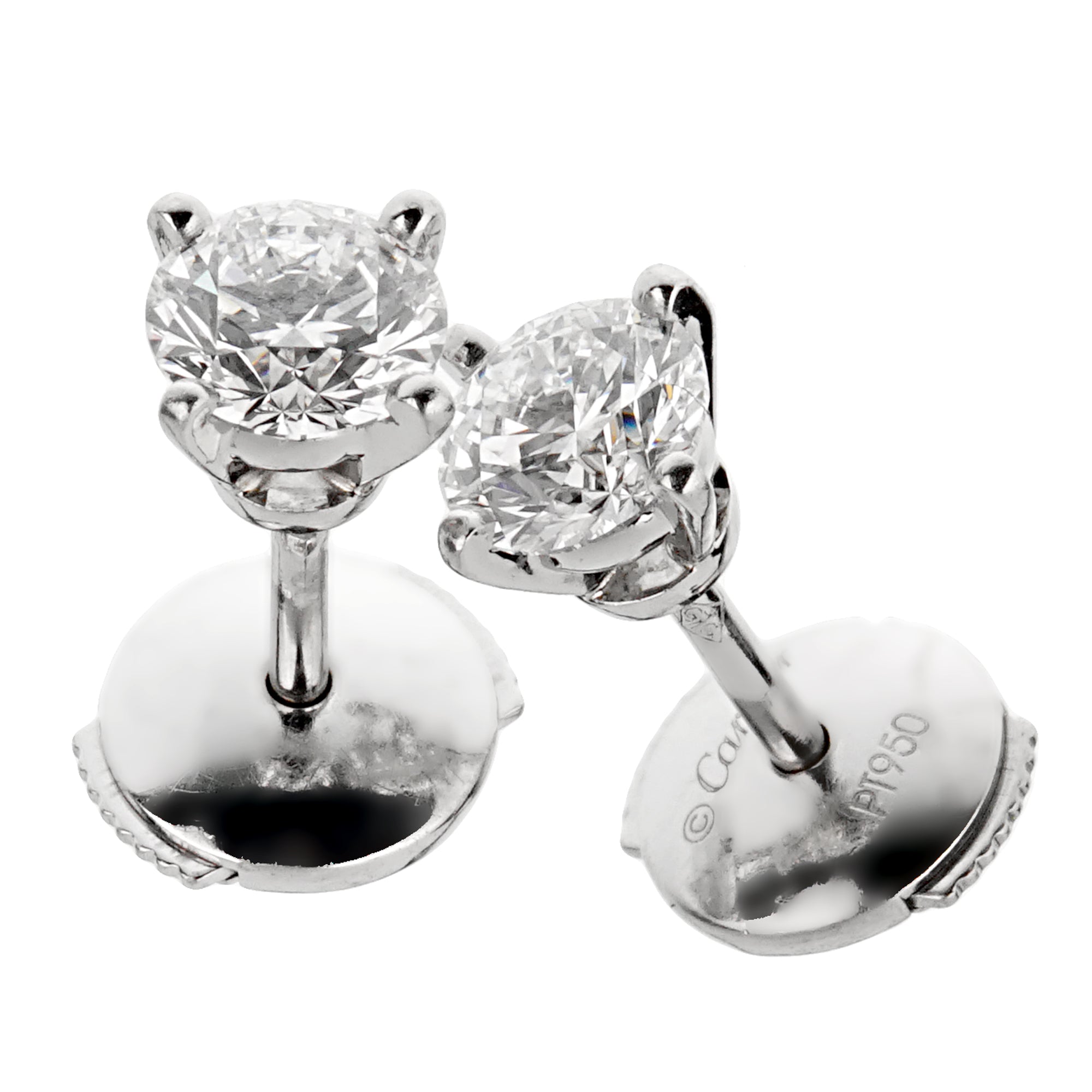 Brilliant Cut 3-Stone Diamond and 18k Yellow Gold Stud Earrings