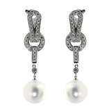Cartier Agrafe Pearl Diamond White Gold Earrings agrafe-p-d
