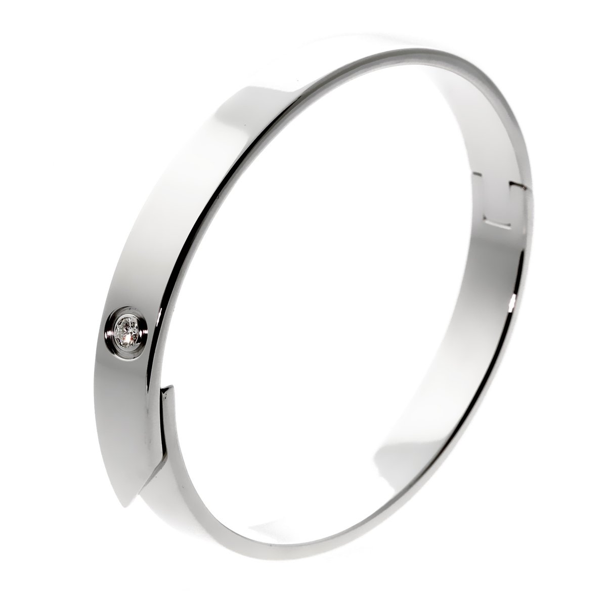 Cartier Anniversary Diamond Bangle White Gold Bracelet Sz 17