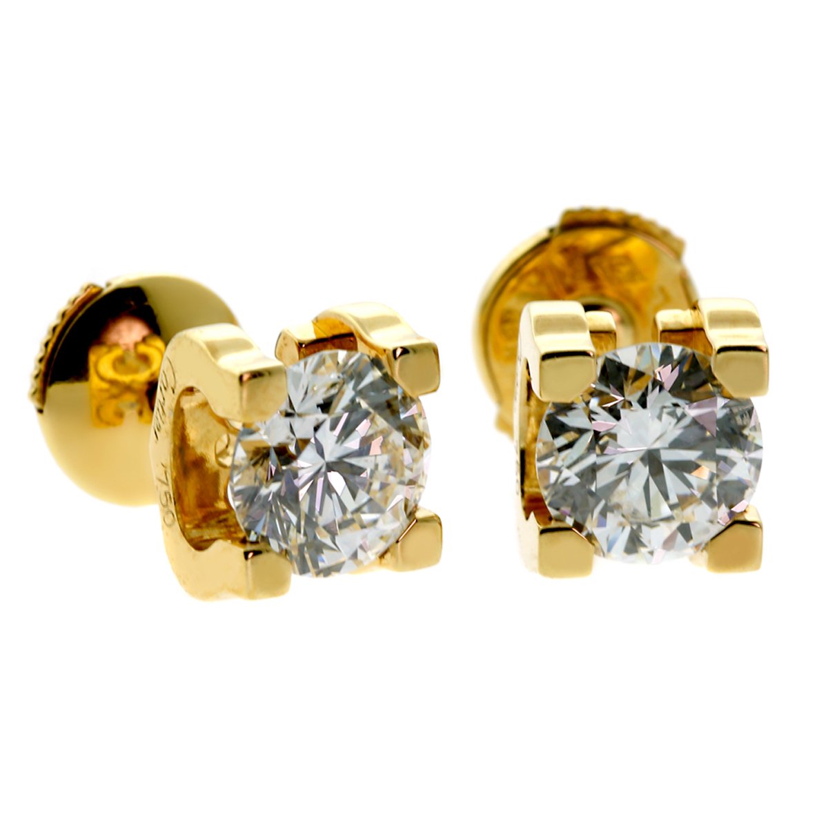 Cartier Diamond Stud Earrings C De Cartier Opulent Jewelers