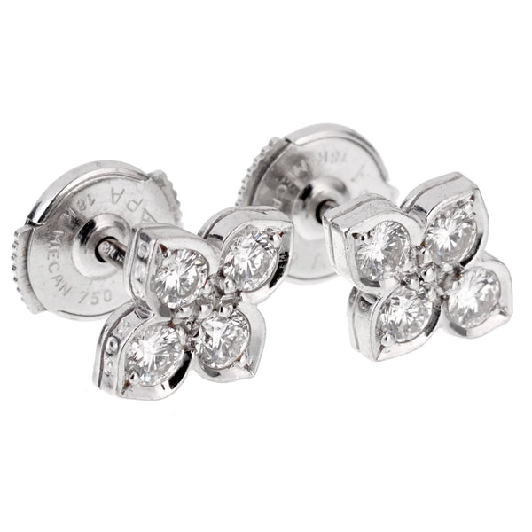 Cartier Flower Diamond White Gold Stud Earrings 0001268