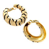 Cartier Tiger Stripe Gold Hoop Enamel Earrings 0000644