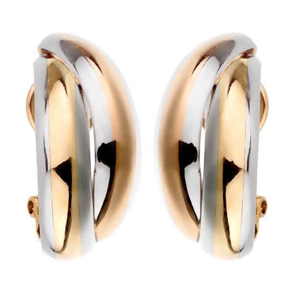 Cartier Vintage Trinity Rose Yellow Gold Stainless Steel Earrings 0002479
