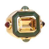Chanel Citrine Jade Gold Cocktail Ring 0000853