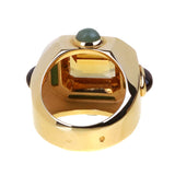 Chanel Citrine Jade Gold Cocktail Ring 0000853