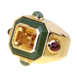 Chanel Citrine Jade Gold Cocktail Ring 0000853