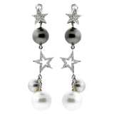 Chanel Comete Diamond Pearl Drop Gold Earrings 0000049