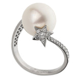 Chanel Comete Pearl White Gold Diamond Cocktail Ring 0003270