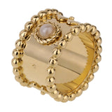 Chanel Lucky Pearl Gold Band Ring 0001070
