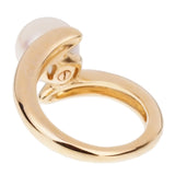 Chanel Pearl Bypass Yellow Gold Ring 0001879