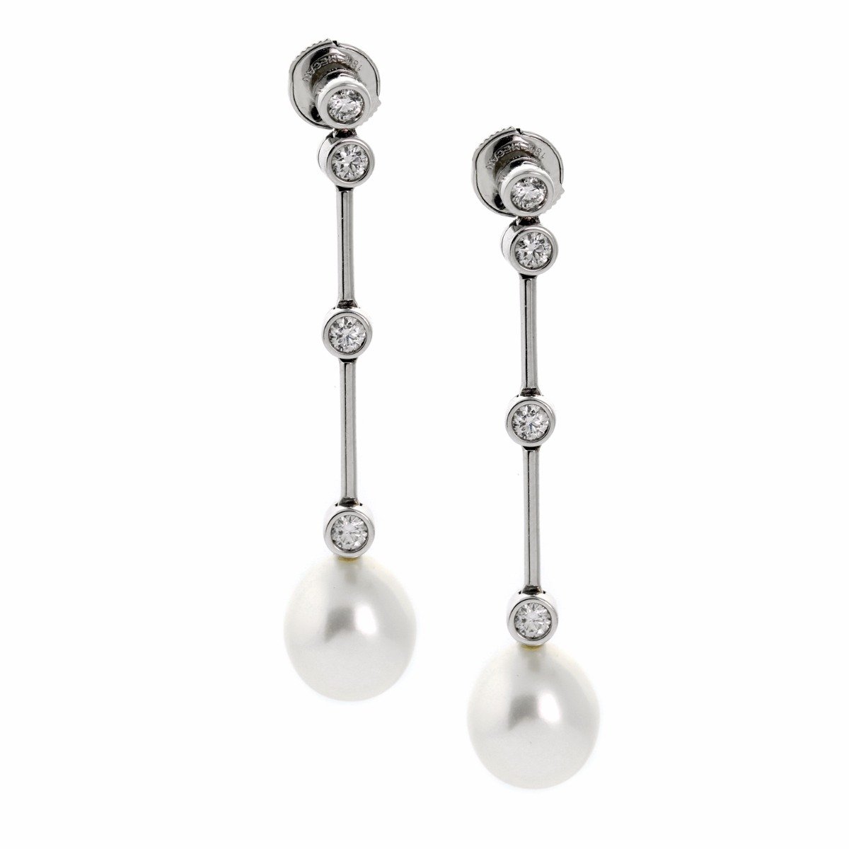 Chanel Pearl Diamond White Gold Earrings