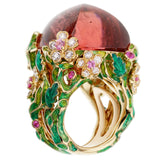 Christian Dior Diorella 45ct Rubellite Diamond Yellow Gold Cocktail Ring 0002769