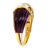Dior Carved Amethyst Diamond Solitaire Ring 0000852