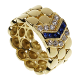 Dior Diamond Sapphire Yellow Gold Band Ring 0002554