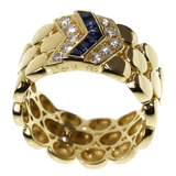 Dior Diamond Sapphire Yellow Gold Band Ring 0002554