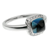 Fred of Paris London Blue Topaz Sugar Cube Diamond White Gold Ring Sz 4 3/4 0003024-25