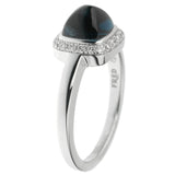 Fred of Paris London Blue Topaz Sugar Cube Diamond White Gold Ring Sz 5 0003026