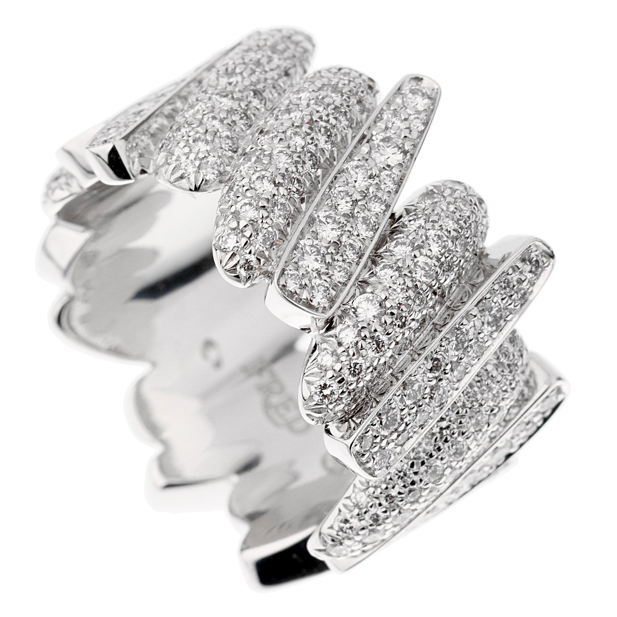 Fred Force 10 Bracelet 18K White Gold Full Diamonds Pave Stainless